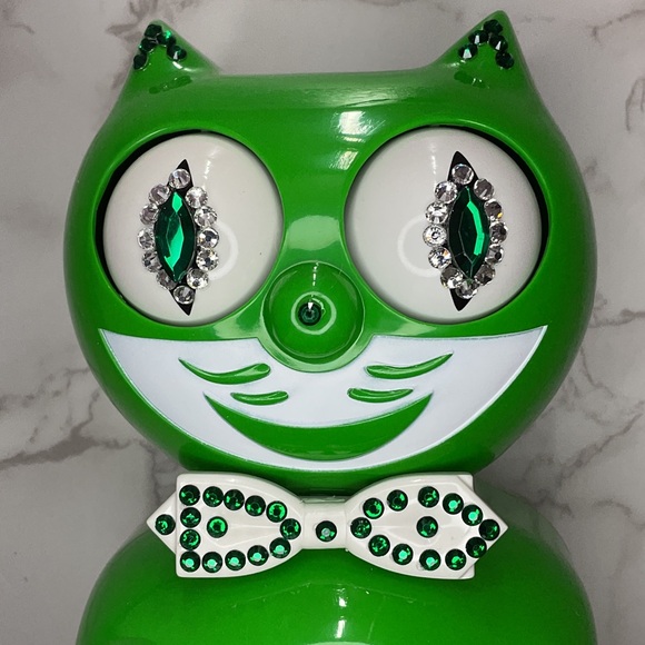 Other - RARE Jeweled Classic Green Kit Kat Cat Klock Clock